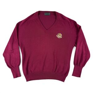 Izod Club Sweater Mens‎ L Burgundy V-Neck Pullover U.S. Open Congressional 1997